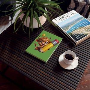 Cute Cow Journal for Kids, Animal Notebook, Green Hard Cover Diary, Student Gift, Perfect Gift for Students, Green Hard Cover Diary