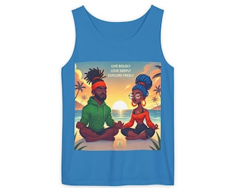 Live Boldly, Love Deeply&quot; Meditative Beach Sunset T-Shirt | Explore Freedom, Bohemian Apparel, Vacation Wear, Summer Outfit, Beachwear