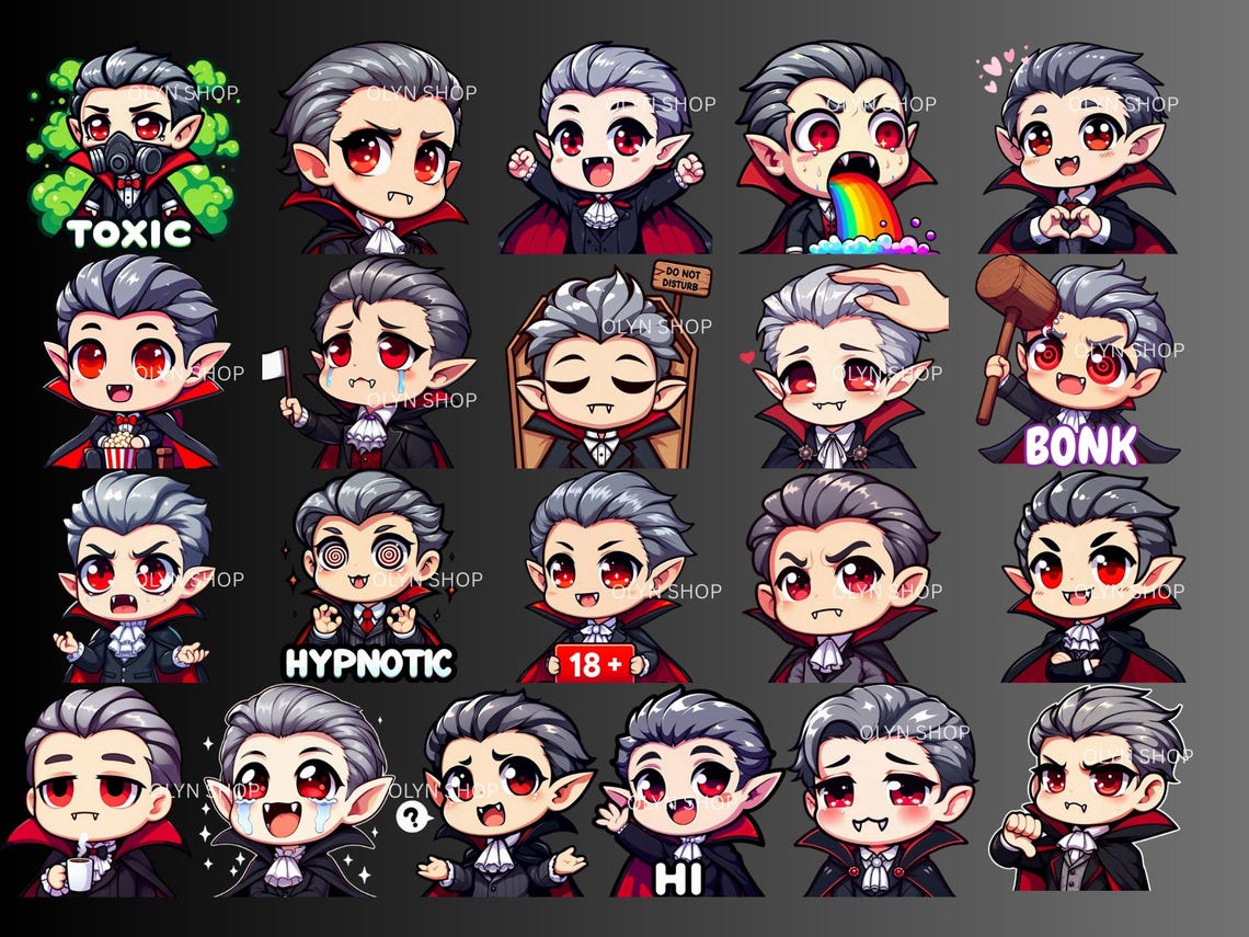 69 Chibi Vampire Emotes Emojis Mega Pack | Cute Twitch Emotes, Discord ...