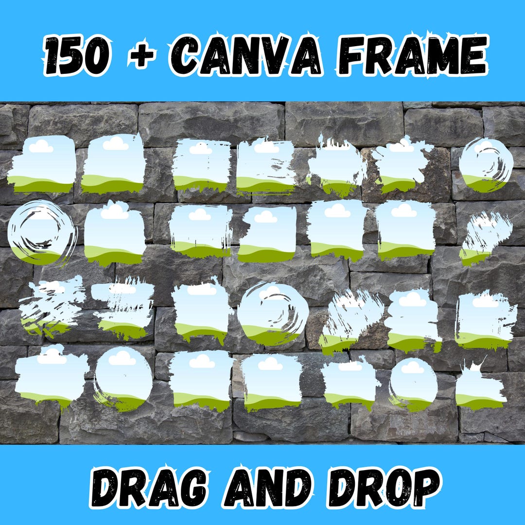150 Canva Distressed Bleach Brush Edge Effect Frame Drag & Drop Photo ...