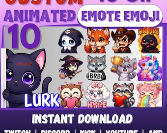 10 Custom Animated Emote Emoji for Twitch | Discord | Whatsapp | Facebook | Youtube | Streamer | And Many More | Kawaii Chibi GIF Animated