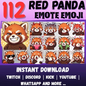 112 Chibi Red Panda Emotes Mega Pack | Cute Twitch Emotes, Discord Emotes, Kick Emotes | Kawaii Red Panda Streamer Assets Digital Download