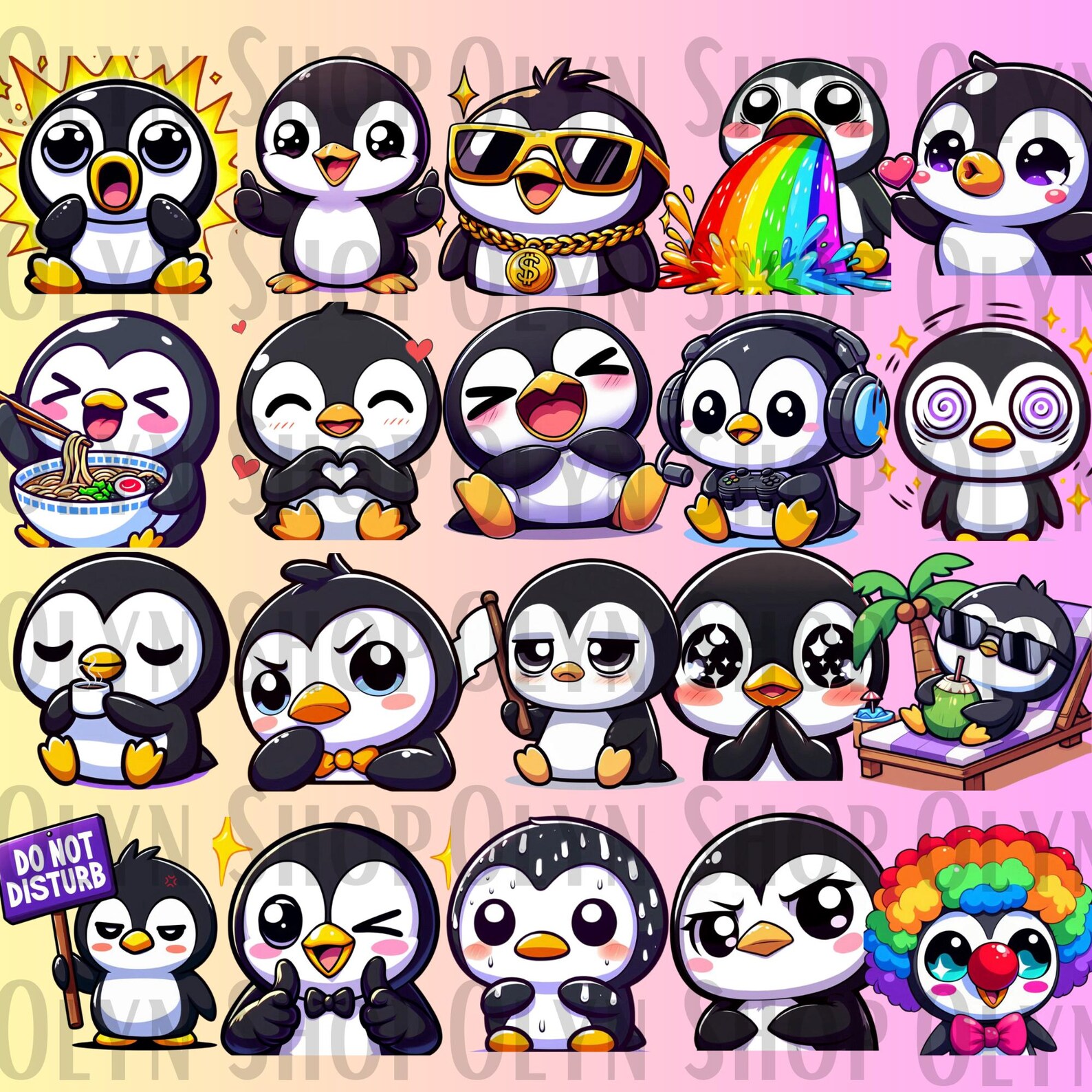 50 Chibi Penguin Emotes Emojis Mega Pack | Cute Twitch Emotes, Discord ...