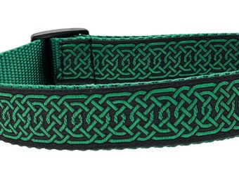 Celtic Knot Dog Collar / Martingale or Buckle Custom Collar / Green Irish Celtic Collar or Leash / St Patrick's Day / Personalized Option