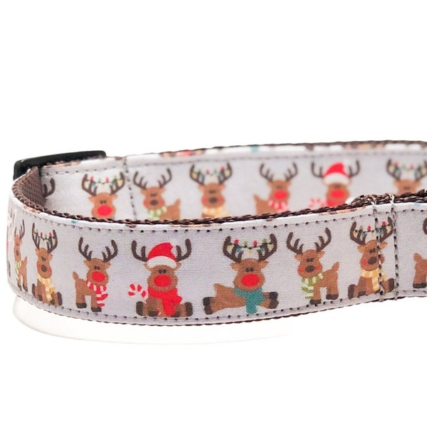 Reindeer Friends Dog Collar / Christmas Dog Collar / Rudolph the Red Nosed Reindeer / Buckle or Martingale / Holiday Dog Collar