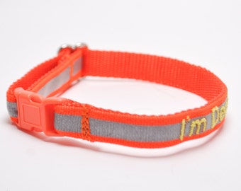 Personalized Reflective Safety Cat Collar/ Breakaway Collar/ Orange, Lime Green, Black, White, Pink, Red, Purple, Gray, or Royal