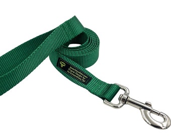 Solid Color Nylon Webbing Dog Leash / 4 foot, 5 foot, 6 foot Lengths / Dog Lead / 5/8" 3/4" 1" widths / Swivel or Trigger Snap Hook
