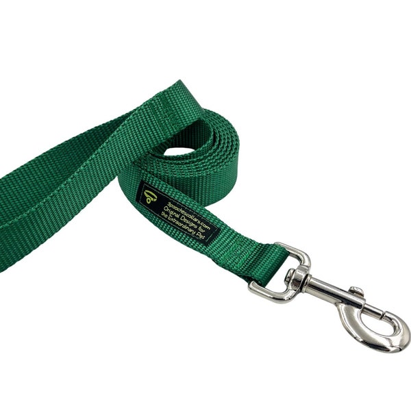 Solid Color Nylon Webbing Dog Leash / 4 foot, 5 foot, 6 foot Lengths / Dog Lead / 5/8" 3/4" 1" widths / Swivel or Trigger Snap Hook