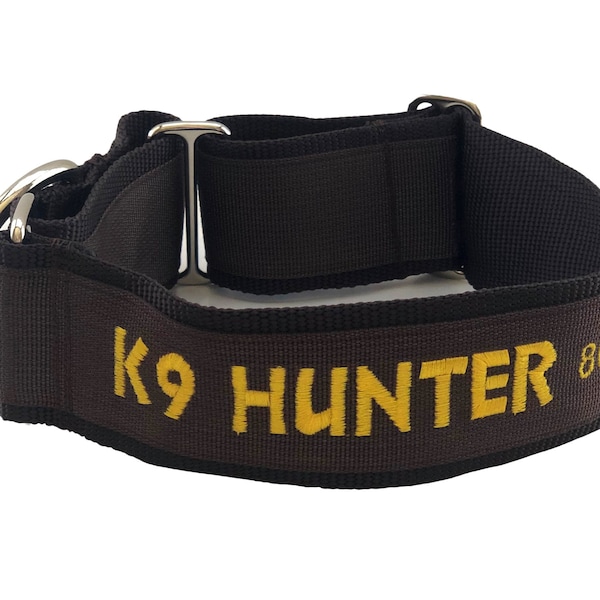 1.5 Inch or 2 inch Wide Personalized Solid Collar / Martingale or Buckle / ID Tag / Nylon Collar / Custom Two - Color / Large Dog