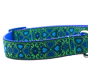 Four Leaf Clover Dog Collar / Shamrock in Royal and Lime / Martingale or Buckle / St. Patrick's Day / Irish