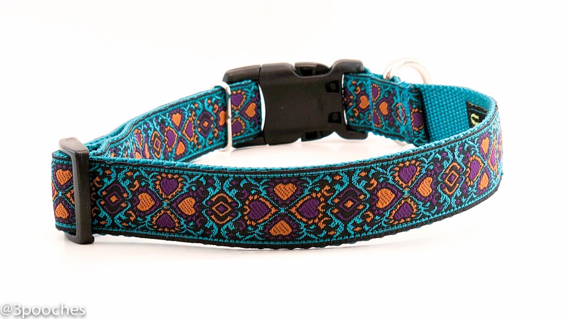 Four Leaf Clover Dog Collar / Shamrock in Teal and Orange / Etsy