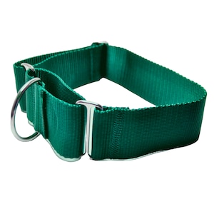 1.5 inch Nylon Webbing Martingale Dog Collar / Limited Slip Collar/ Solid Color Wide Width Nylon