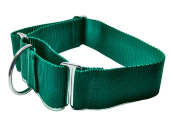 1.5 inch Nylon Webbing Martingale Dog Collar / Limited Slip Collar/ Solid Color Wide Width Nylon