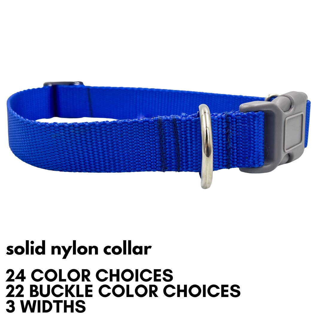 Solid Nylon Buckle Dog Collar Plastic Buckle Collar 24 Color Choices 5/