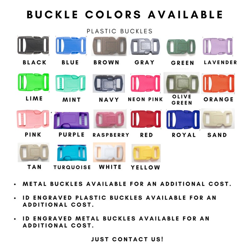 Personalized Flat Buckle Dog Collar | Nylon Webbing ID Tag | Embroidered 1/2 inch, 5/8 inch, 3/4 inch, 1 inch Widths image 5
