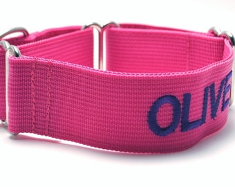 1.5 Inch Wide Personalized Solid Collar / Martingale or Buckle / Large Dog / ID Tag / Nylon Collar