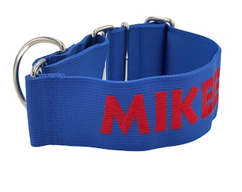 2 Inch Personalized Nylon Dog Collar, Flat Buckle or Martingale | Large Dog ID Tag, Add Engraving option