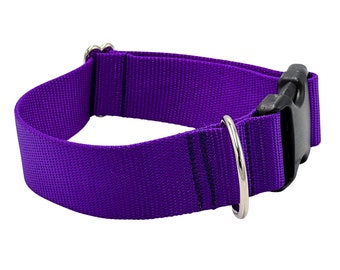 1.5 inch Solid Nylon Buckle Dog Collar | Plastic or Metal | Personalized ID Engraving Flat Collar