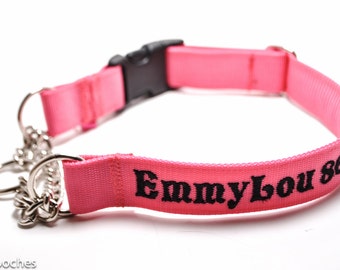 Personalized Chain Martingale with Buckle Dog Collar / Solid Nylon / 5/8 inch, 3/4 inch, 1 inch / ID Tag on Collar