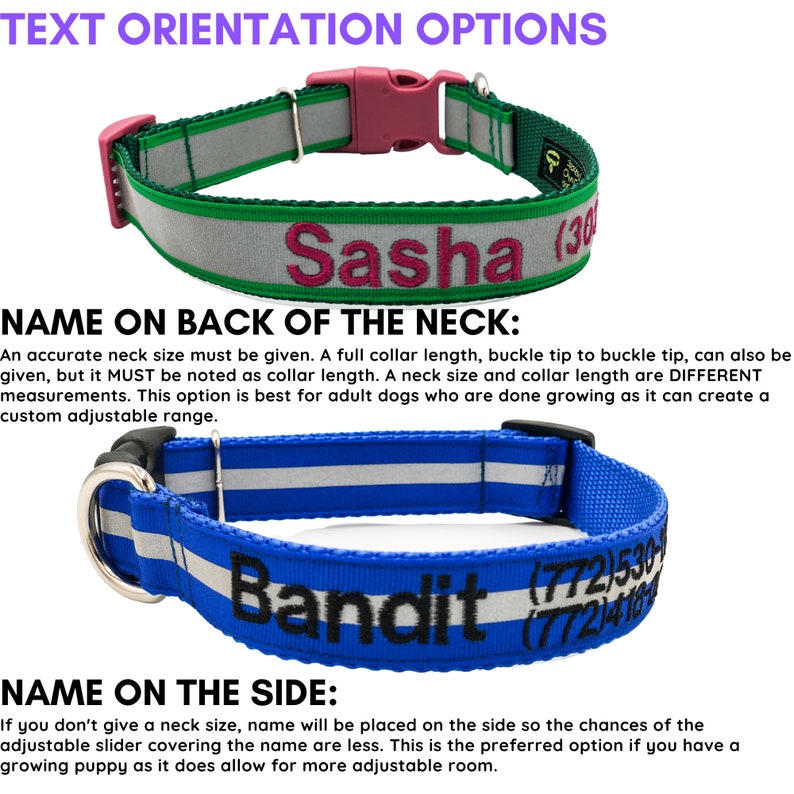 Personalized Reflective Dog Collar / Buckle or Martingale / 8 Etsy