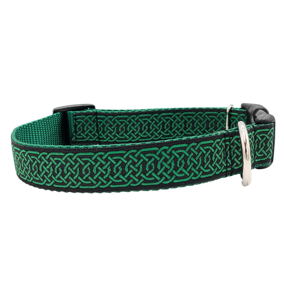 Celtic Knot Dog Collar / Martingale or Buckle Custom Collar / Green Irish Celtic Collar or Leash