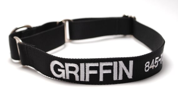Solid Martingale Dog Collar - Personalized / ID tag martingale collar / Nylon Personalized Collar / Limited Slip ID Information Collar