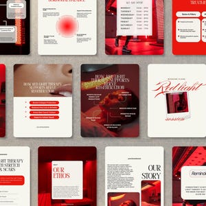 Modelli per social media sulla terapia con luce rossa, post su Instagram sulla terapia a LED, post su Instagram di Skin Studio Canva, contenuto del post su Instagram dell'estetista