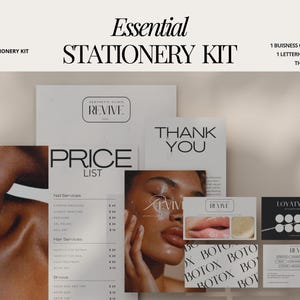 Kit de papelería Clínica de la piel, Salón de estética de cejas personalizado, Plantilla de membrete, Tarjeta de presentación, Relleno y Botox Gracias, marca medspa