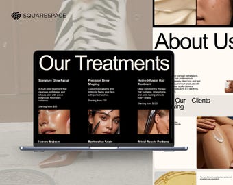 Plantilla de sitio web Squarespace 7.1 para salón de belleza Medspa, diseño web para clínica estética, tema editable de lujo.