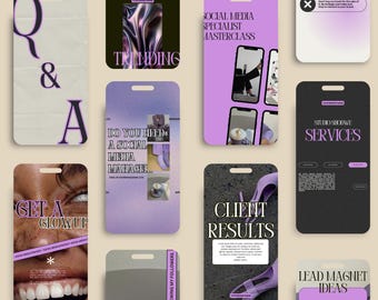 Purple Social Media Templates: Canva Instagram SMM Pack (Digital Download)
