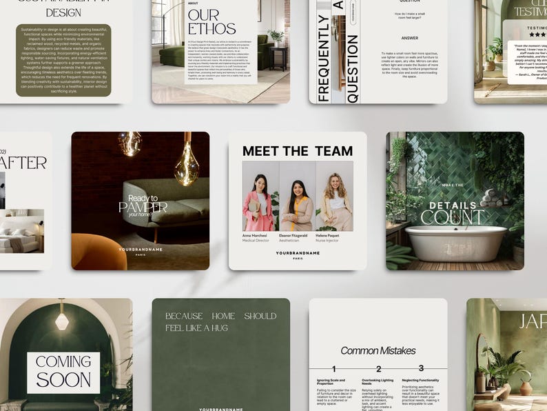 Interior Design Instagram Templates: Green Home Decor, Canva (digital ...
