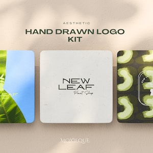 Handritad logotyp för växtbutik: Enkelt varumärkes-ID (digital nedladdning)