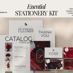 Kit de papelería para floristería, Plantilla de membrete, Tarjeta de presentación, Agradecimientos para negocios de flores, Marca de plantas