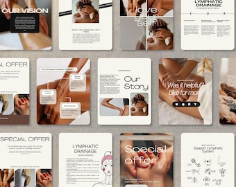 Lymphdrainage Instagram Vorlagen: MLD Canva Posts (bearbeitbar)