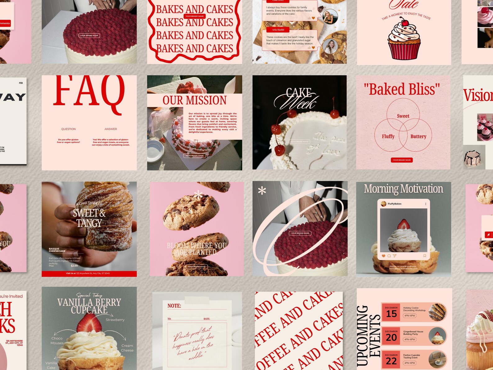 Cookies and Cakes Instagram Post Templates, Editable Canva Instagram ...