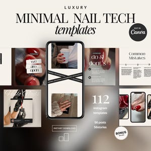 Nail tech Social Media Templates Minimal, Nail Artist content, Manicure & Beauty Aesthetic, Nail Tech Posts, Nail Insta Branding, IG pack