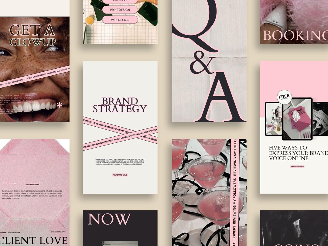 Dusty Pink Instagram Template Bundle: Social Media Manager Canva ...