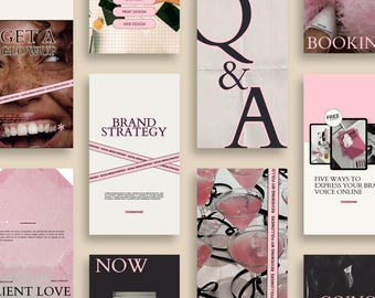 Social Media Manager Templates dusty pink, Editable Canva Instagram Template Bundle, SMM Marketing Strategy, Digital Marketing, PastelInsta