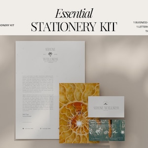 Kit de papelería Holistic Wellness, papelería personalizada para estudio de yoga, plantilla de membrete, tarjeta de presentación y tarjeta de agradecimiento, marca de bienestar