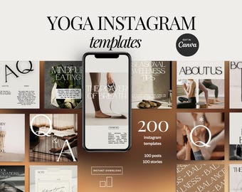 Yoga Instagram Templates: Wellness Coach Canva Designs (Digital Download)