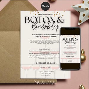 Botox party invite, Filler special flyer, Spa Flyer Template, Promotion Beauty Flyer Templates, Botox and bubbly Editable, Nurse Injector