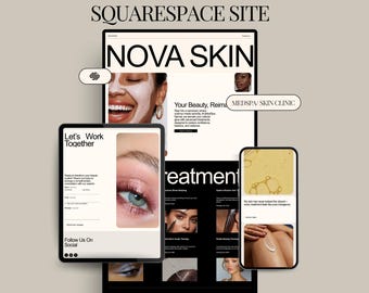 Plantilla web para spa médico en Squarespace, sitio web para clínica de bótox y salón de estética, negocio de belleza de lujo, Squarespace 7.1 editable, descarga digital.