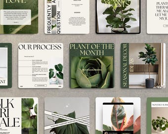 Plant Shop Instagram Templates, Garden Shop Editable Templates, Green Farm Post, Stories, Canva Posts for Gardner, Flower Shop social media