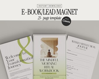 Wellness Workbook Canva Template, Lead Magnet for Health Coaches, Morning Ritual Planner, Editable Wellness Ebook