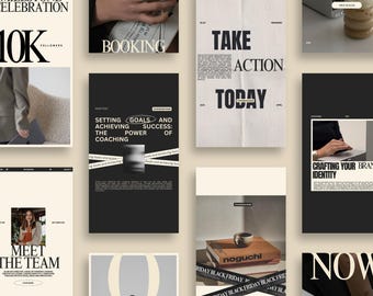 Luxe branding-sjablonen voor sociale media, Instagram-sjablonen voor kleine bedrijven, beige IG-inhoud, minimalistische Insta-sjablonen, ondernemersposts