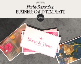Editable Florist Business Card Template: Minimalist DIY Canva Design (Printable)