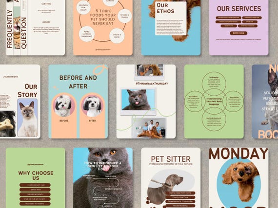 Pet Business Social Media Templates: Vet Clinic Instagram Canva (Digital Download)