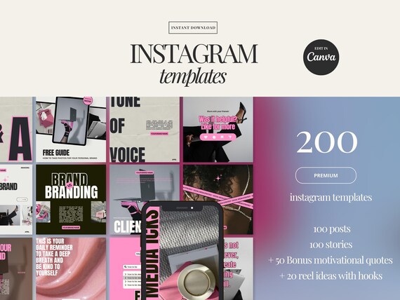 Pink Social Media Manager Templates: Canva Instagram Bundle (Instant Download)