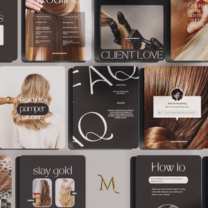 100+ Hairstylist Instagram Post Templates , Editable Canva Instagram Bundle, IG SMM Marketing Strategy, Dark Luxury Hairstylist Insta post