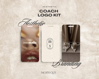 Logo Kit beige bold, Personalised Digital agency logo pack, All included Branding, Social Media Manager, Beige Gold Castlecore aesthetic